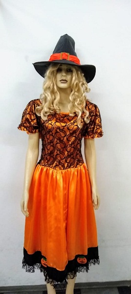 Bruxa laranja renda preta abobora 